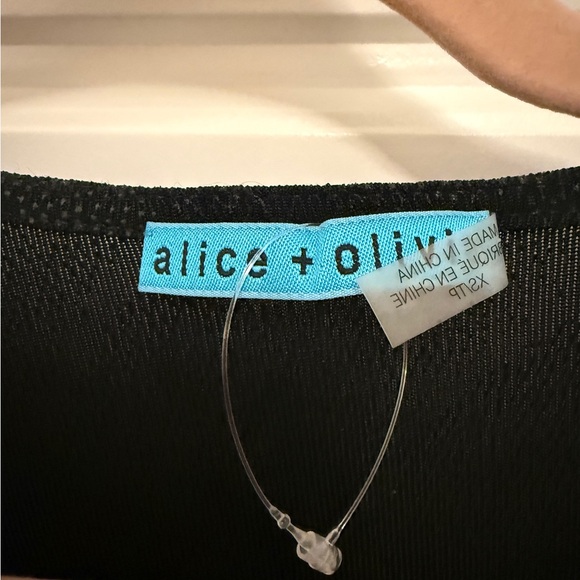 Alice + Olivia Black Sparkle Cowl Long Sleeve Top - Picture 5 of 6